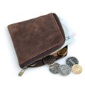 Retro dark brown With Zipper Credit Card holder Coin Purse Unisex Crazy Horse Leather Portable wallet