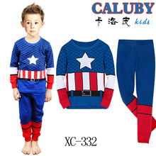 Kids Boys Pajamas Sleepwear Clothes Sets Long Sleeve Cotton Super Heros Ironman Batman Spiderman Captain America