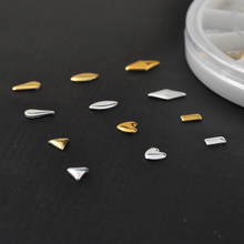 Gold Silver Metal Nail Art Decor Rhinestones Tips Metallic Studs tools sticker DIY Nail Tools Box