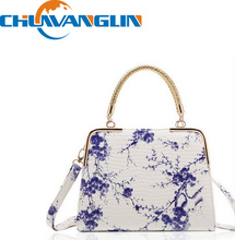 ZL11212The new national wind tide retro blue and white porcelain Chinese style plum handbag shoulder fashion female bag
