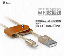 Brand Baseus Antila MFI Metal leather 1M Mirco usb date mobile phone cable for iphone6/6s/6 plus ipad lighting usb cabo charger