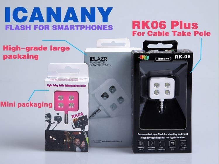 Hot Sell ICANNY RK06 Smart Phone Sync 7.6*1.1*5.3CM LED Flash For The Wire Monopod Selfie Enhancing LED Flash With Cellphone Etc Hot Sell ICANNY RK06 Smart Phone Sync 7.6*1.1*5.3CM LED Flash For The Wire Monopod Selfie Enhancing LED Flash With Cellphone Etc