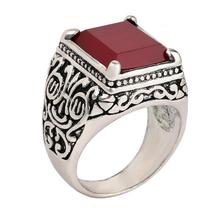 Fashion 2016 New Ruby Jewelry Islam Ring For Men Silver-Plated Jewelry Mens Rings Size 11 Party Present Vintage Romantic Ring