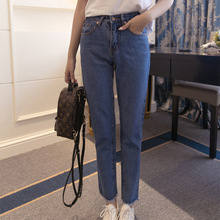 Spring new styles boy friend fit denim trousers high waist classic style straight leg women jeans