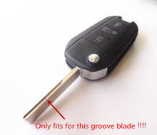New 3 button Flip Case Refit key shell For Peugeot 407 Remote blank blade with groove Fob With LOGO