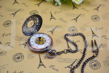 Unisex Vintage Rose RED Style Mechanical Pocket Watch for Women Men Antique Watches Best Gift Skeleton