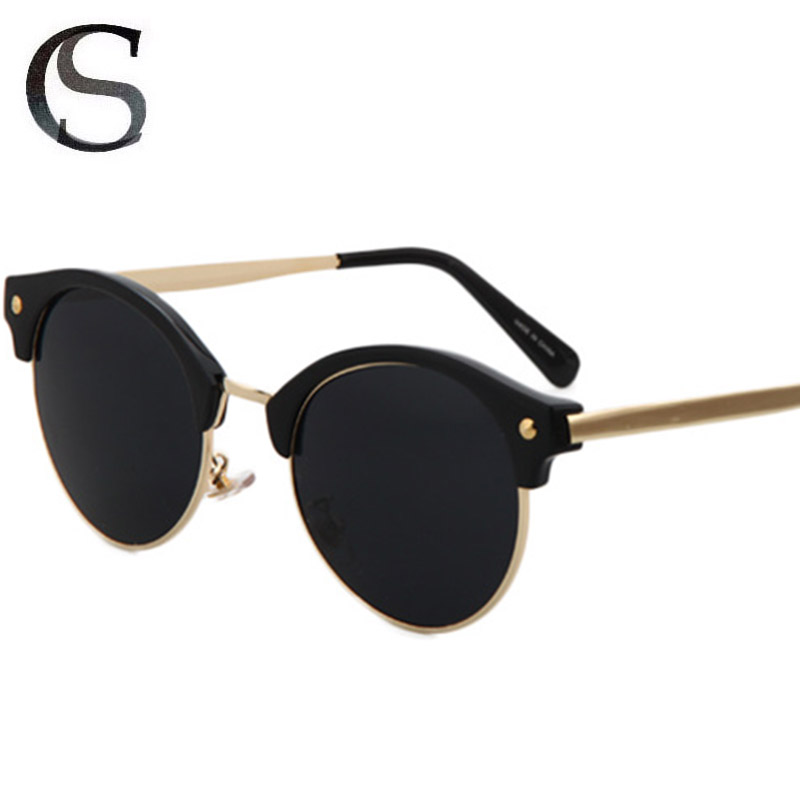 Round Circle Half Frame Semi Rimless Sunglasses Women Men ...