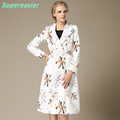 2016 Fashion Slim White Women Double breasted Trench Coat Outwear Windbreaker Summer Spring Thin Long Windbreaker