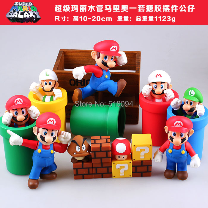 Super Mario Bros Mario Luigi Mushroom PVC Action Figure Toys Dolls 6pcs/set 10-20cm Free Shipping SMFG235