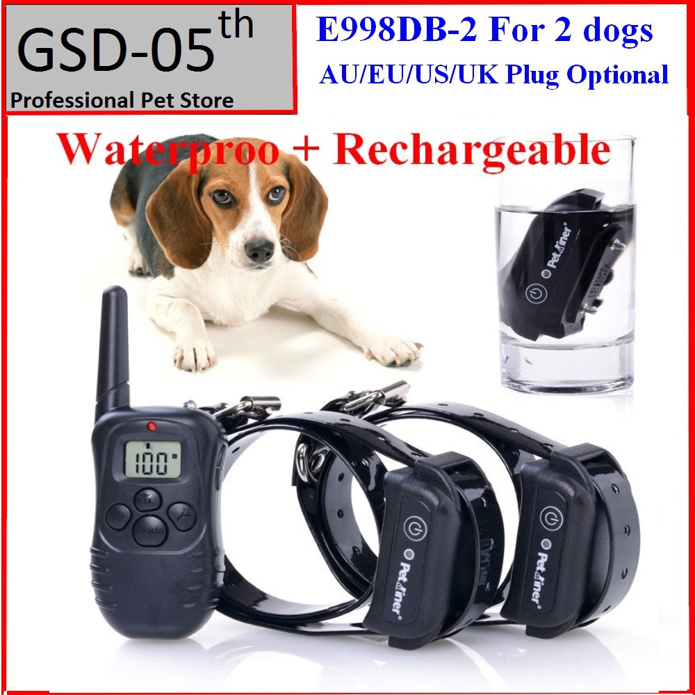 100% Waterproof Rechargeable LCD Electronic Shock Remote Dog Training Collar Electric Pet training collar Pet Trainer for 2 dogs