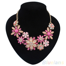 Women s Fashion Jewelry Flowers Bib Statement Necklace Chain Pendant 1QMA