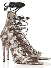Drop shipping 2016 new aquazzura black genuine leather gladiator lace up high heels women cool boots