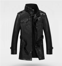 2014 brand of men’s leather coat long collar men washed add speed to sell men’s clothing