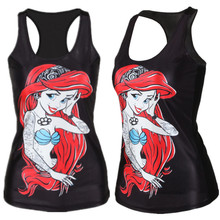 Summer New 2015 women t-shirt 3D Vest tops Adventure time Camisole Sexy Mermaid Print Clothing