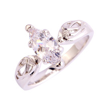Wholesale Stylish Marquise Cut Classic White Topaz 925 Silver Ring Size 6 7 8 9 10 For Women Jewelry Unisex Rings Free Shipping