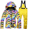 Cheap skiing Clothing Zebra crossing Women ski suit sets skiing snowboard costume windproof therma ski outdoor