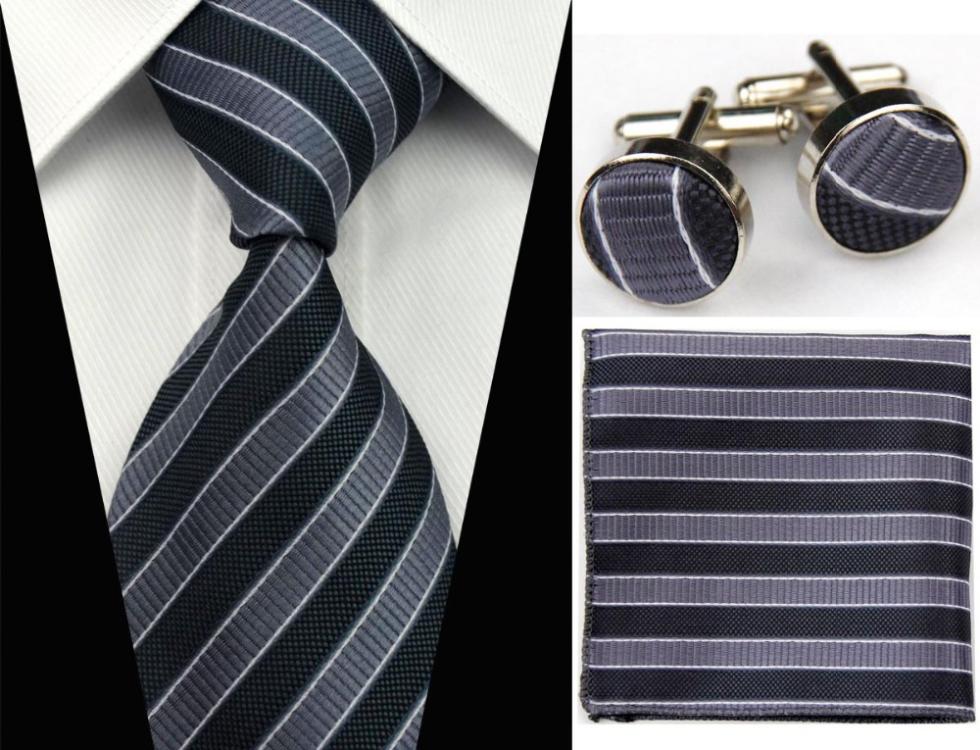 SNT0049 Hot Sale2014 Fashion Man Ties Necktie Set Cufflink Hanky Checked Striped Casual Neckties Formal Prom
