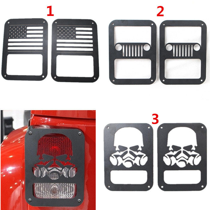 1 Pair Black Taillight Protector Guards Rear Lamp Tail Light Cover For 07-14 Jeep Wrangler JK