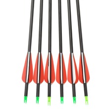 6Pcs lot New 30 inch Long Archery Carbon Arrow Shafts Arrows with Steel Point and Changeable