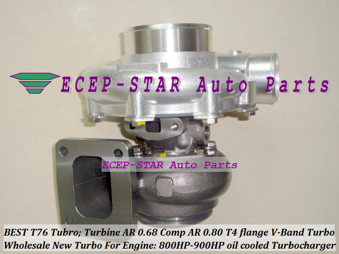 Turbocharger Turbo only oil cooled T76 Turbine AR 0.68 Comp AR 0.80 800HP-900HP T4 Turbo charger T4 flange V-Band (4)