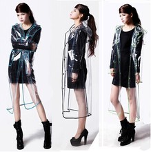FREE SHIPPING FASHION WOMEN’S TRANSPARENT EVA RAINCOAT OUTDOOR TRAVEL WATERPROOF RAIN COAT