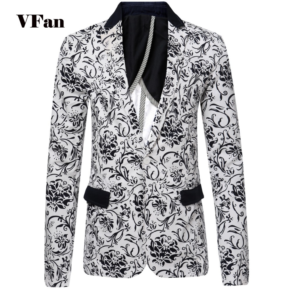 Men Printed Blazers 2015 Fashion Brand Floral Pattern Slim Fit Long Sleeve Blazer Spring Autumn Casual