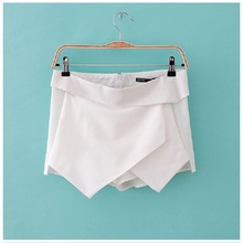 New 4 Colors Womens Tiered Shorts Irregular Zipper Trousers Culottes Short Skirt XS/S/M/L/XL Free Shipping