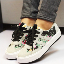 Printed women casual shoes 2016 fashion women canvas shoes