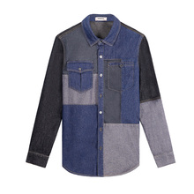 Viishow Denim Shirts Men Slim Fit Jeans Casual Shirts Men Chemise Homme Outdoor Camisa Social Men Partchwork Blouse Plus Size