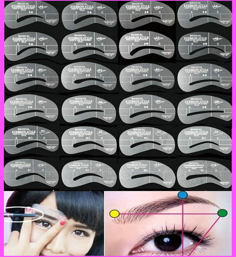 Wholesale 24pcs set Grooming Stencil MakeUp Shaping DIY Beauty Eyebrow Template Stencils Make up Tools Accessories
