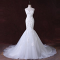 2016 Hot Plus Size Mermaid Wedding Dress Lace Up Back Beading Appliques Crystal Tulle robe de