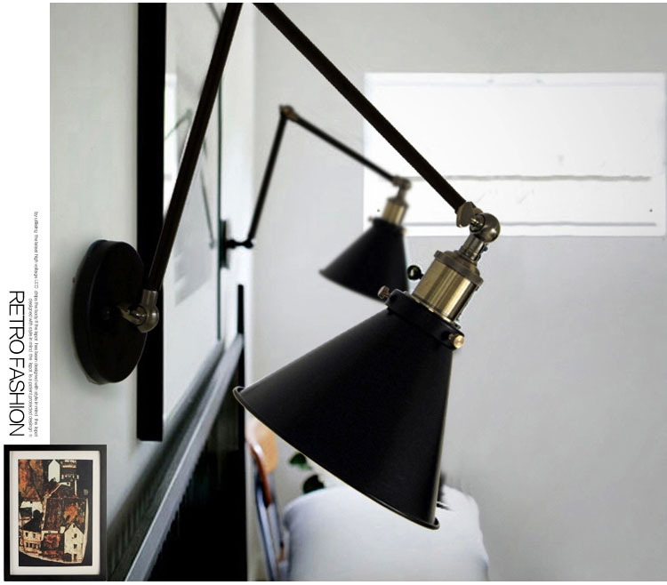 Industrial Vintage Wall Lamps Simple style Wall Lights LOFT Little Umbrella Double Arm Bedside Lamp Restaurant Light Fixtures