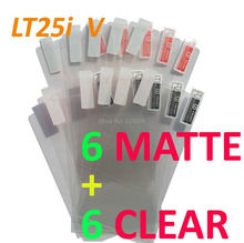 6pcs Clear 6pcs Matte protective film anti glare phone bags cases screen protector For SONY LT25i