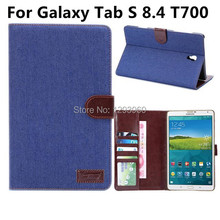 Stand woven pattern jeans pattern pu Leather Flip Case For Samsung Galaxy Tab S 8.4 inch T700 Tablet Cover