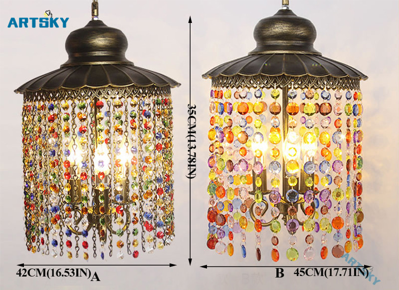 Bohemia Crystal Pendant Lamps Lighting Southeast Asia Color Crystal
