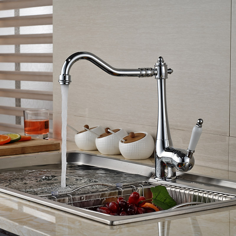 Polished Crome Deck Mount Long Spout Basin/Kitchen Sink Faucet Single Handle with Hot Cold Water Polished Crome Deck Mount Long Spout Basin/Kitchen Sink Faucet Single Handle with Hot Cold Water