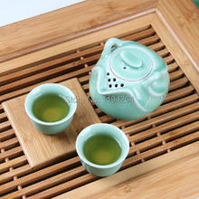 Longquan Kiln Celadon Ware Mandarin Duck Teapot Teacups Gongfu Tea Set 180ml