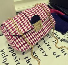 Diamond lattice Woolen Bag 2015 new handbag Euramerican street fashion bag small chain bag