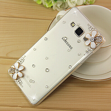 3D White Flower Crystal Transparent Cover for Samsung Galaxy A3