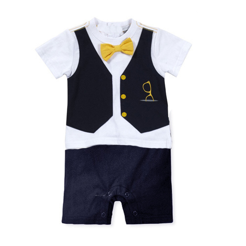 2015 NEW YEAR  baby boys gentleman vest Rompers climbing clothes jumpsuits kids short sleeve clothing