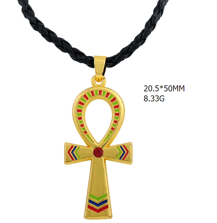 Plated for Necklace Enamel necklaces cross Religious Charms   Egyptian charms 18K Ankh Cross Gold