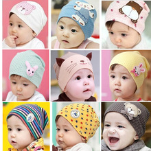 baby capsKorean baby boy girl cartoon sleeve cotton headgear infants and young children warm hat cap double beanies
