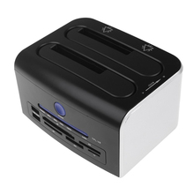 Hot Selling New 2.5″ 3.5″ Dual SATA USB 3.0 HDD Dock Docking Station USB 2.0 Hub CF SD XD MS TF Card Reader US Plug