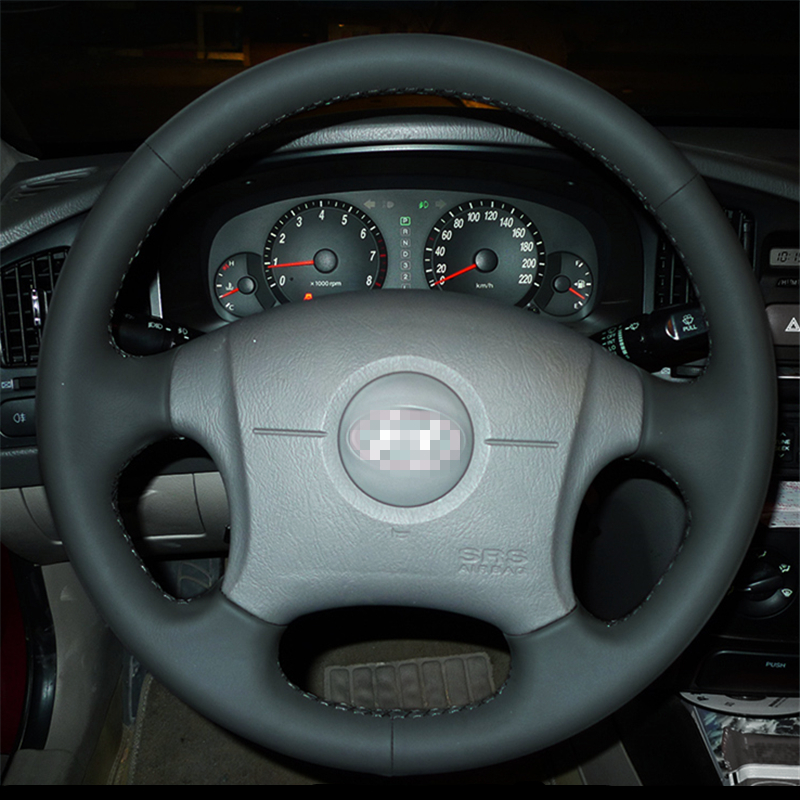 Hand stitched Black Leather Steering Wheel Cover for Hyundai Elantra