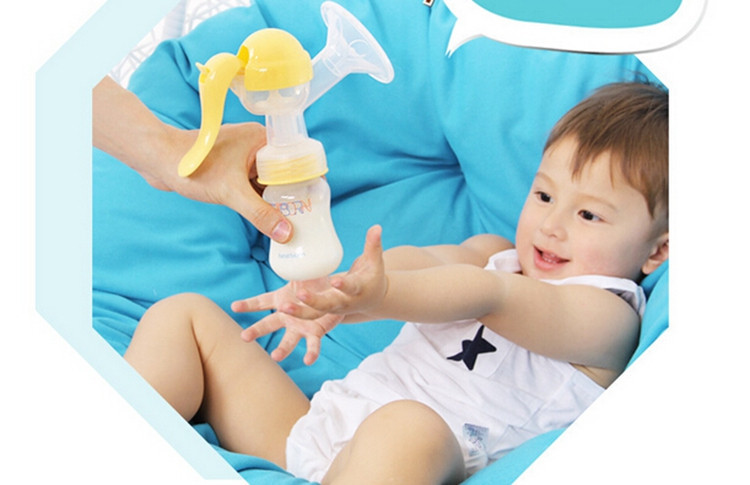 150ml Yellow Breast Pump Manual Baby Milk Bottle Squeezing Pump Safety Maternity Suck Chest Children Kids Breast Feeding (4)