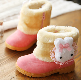 Бесплатная доставка! Новые зимние ботинки девушки снегоступы подлинные корейской версии маленький кролик ботинки детская свободного покроя обуви
