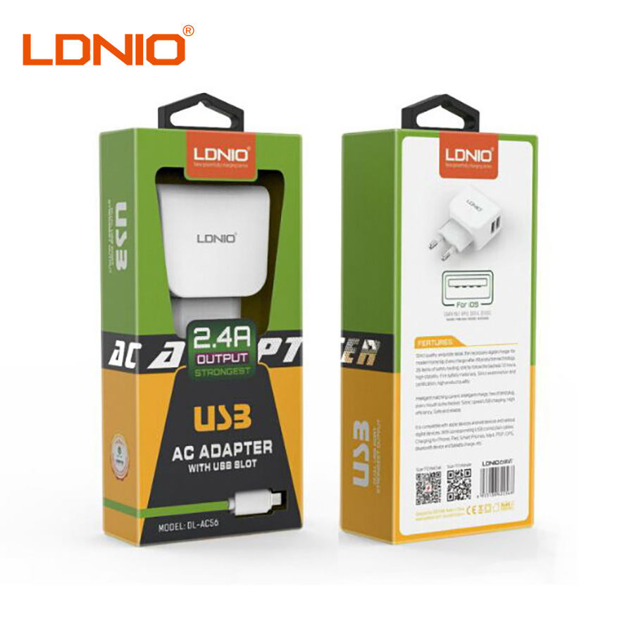Ldnio 2 Port USB Charger 5V 2A With USB Cable Passed FCC|CE EU USB Plug Safe Charge For Samsung LG G3 Mobile Phone Charger