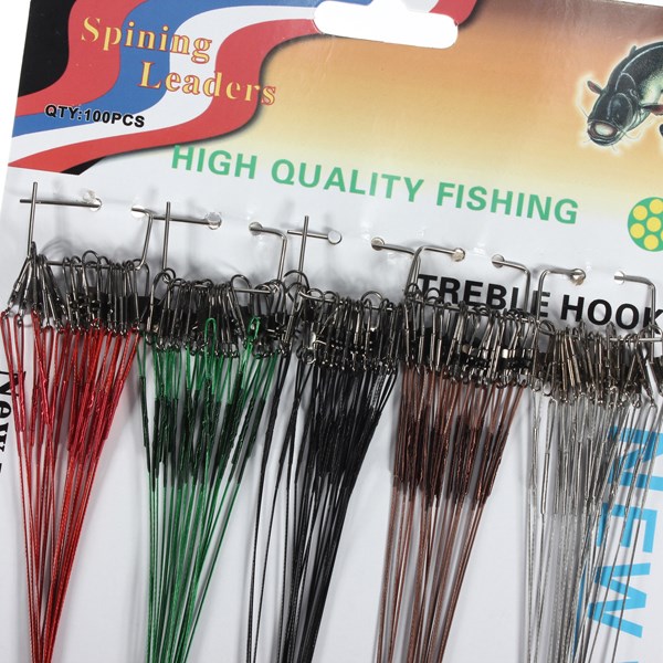 Hot Sale 100pcs set 5 Colors Stainless Steel Coated Fishing Trace Lure Wire Spinner Leader Hooks