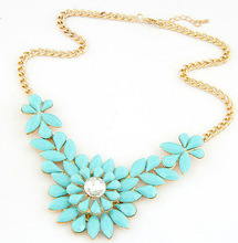 Factory Price 2014 New Flower Jewelry 4 Colors Women Statement Necklace Vintage Choke Pendants Necklaces Wholesale 2015 SF09