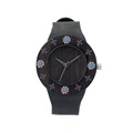 BOBO BIRD Womens Ebony Vintage Round Wood Watch One Cut Leather Strap Ladies Bamboo Wood Watches